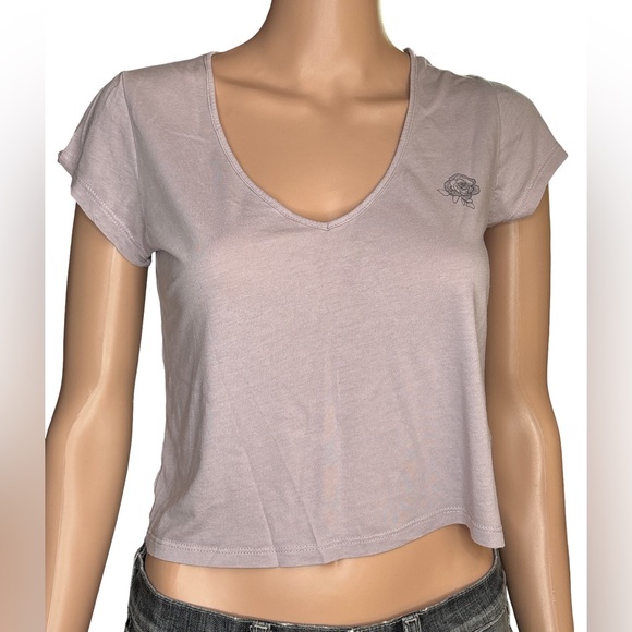 Garage Tops - Light Pink V-Neck Crop Top by Garage